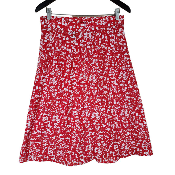 SHEIN ALine Maxi Skirt 8-10 US Women Cherry Red White Floral Flowy Fairy Cottage - Picture 2 of 9